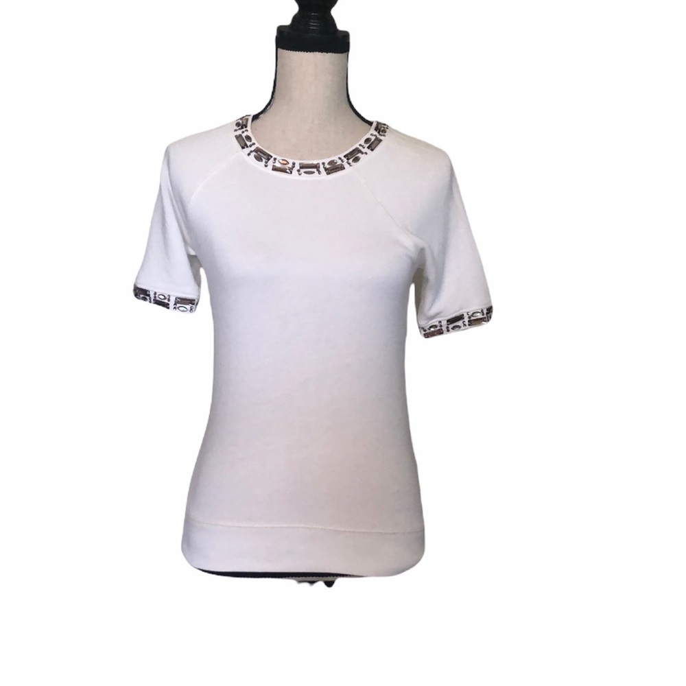 J.CREW XXS White Sequence Knit Top